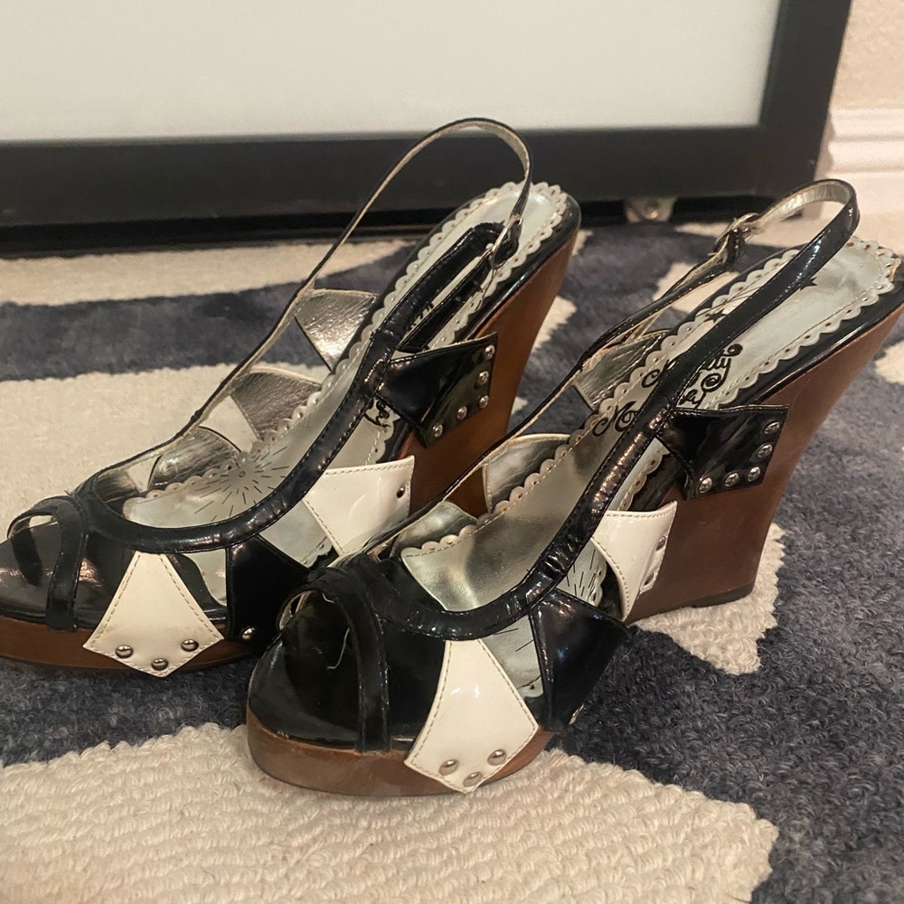 Naught Monkey Patent Leather Patchwork Heels - image 1